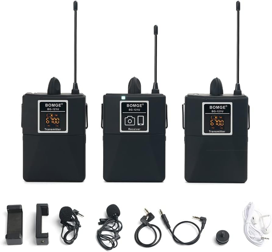 Wireless Lavalier Lapel Microphone System/Headset Mic/Interview Mic，For Iphone, Android Smartphones, PA Speaker, Teaching, DSLR Camera and Tablets (164 Ft Range)  N/W   