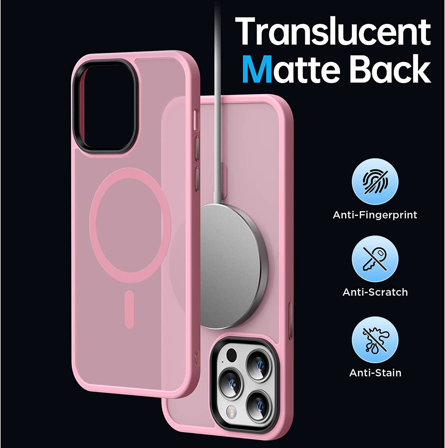 Faiono Magnetic for Iphone 14 Pro Max Case [Compatible with Magsafe][Strong Magnetic][10Ft Military Grade Protective] Translucent Matte Slim Case for Iphone 14 Pro Max Phone Case (6.7"), Pink  Faiono   