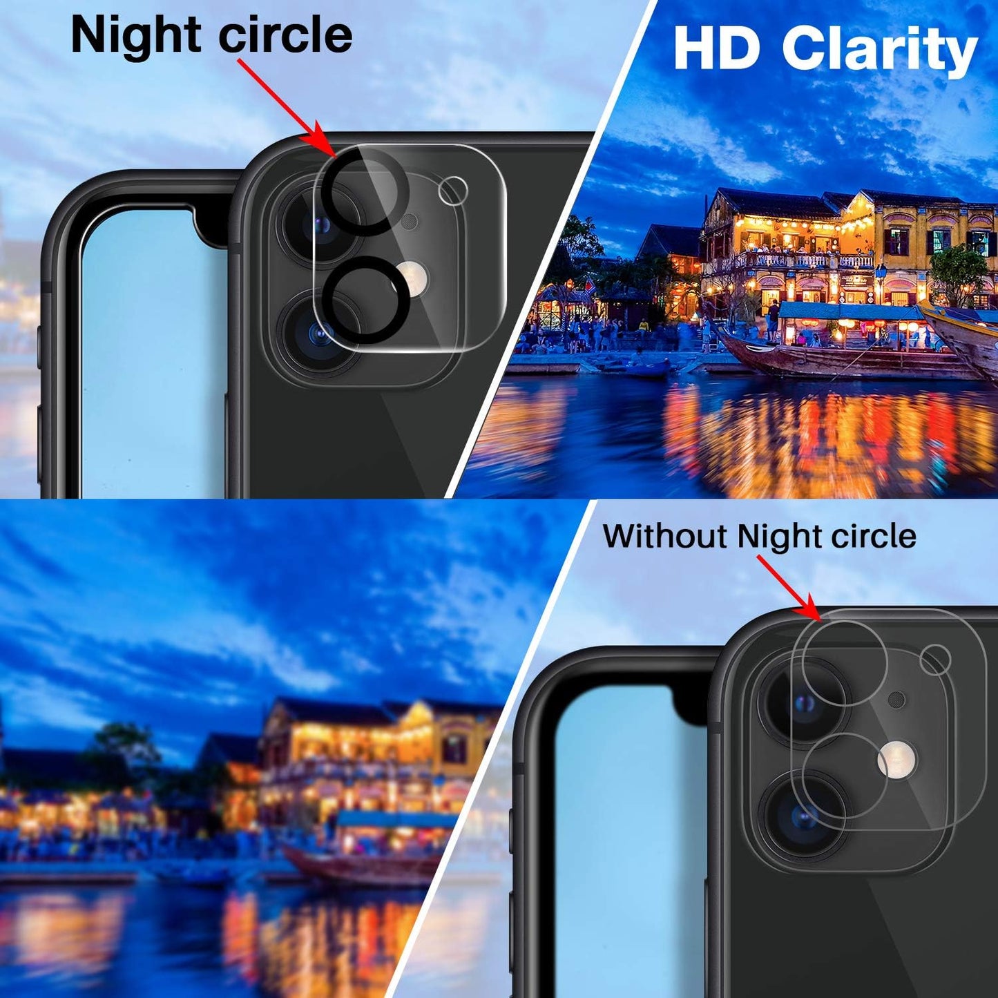 LK 6 Pack 3 Pack Screen Protector with 3 Pack Camera Lens Protector Compatible for Iphone 11 6.1-Inch, Tempered Glass, Case Friendly, Easy-Installation Tool, 9H Hardness  LK   