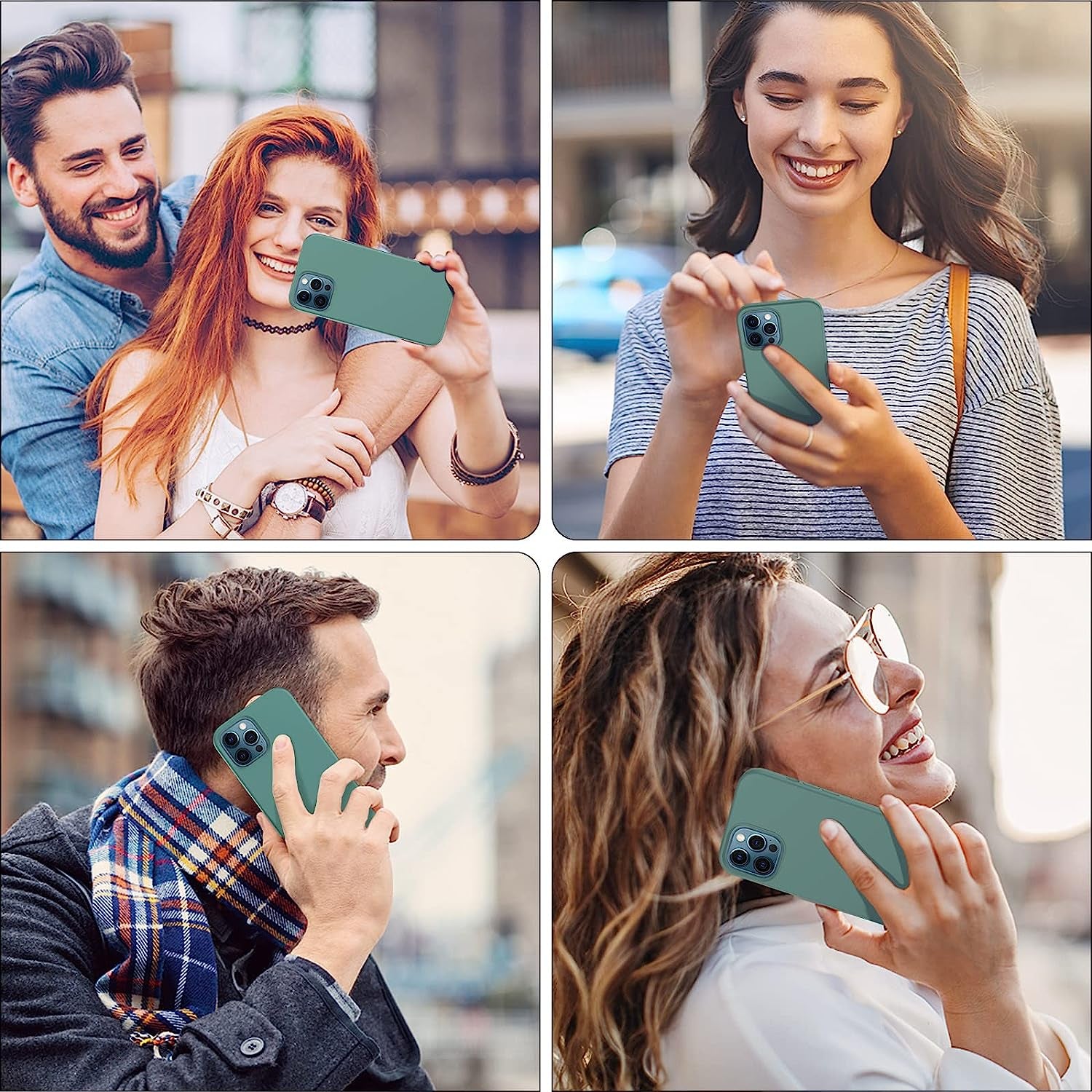 Uyiton [5 In1] Liquid Silicone Iphone 12 PRO Max Case, [Drop Protection] [Full Covered] Shockproof Slim Thin Cover with Microfiber Lining, with 2Xscreen Protector +2Xcamera Lens Protector-Green  Uyiton   