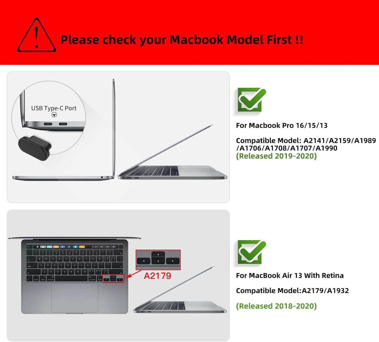 [15PC] Dust Plug for Macbook Air 13 M2 M1 A2681 A2337 A1932, Macbook Pro 13 Inch A2141 A2338 A2289 A2251 A2159 A1989 A1990 A1707 & Macbook Pro 16 A2141, Silicone Dust Cover for Macbook Pro - Black  LEZE   