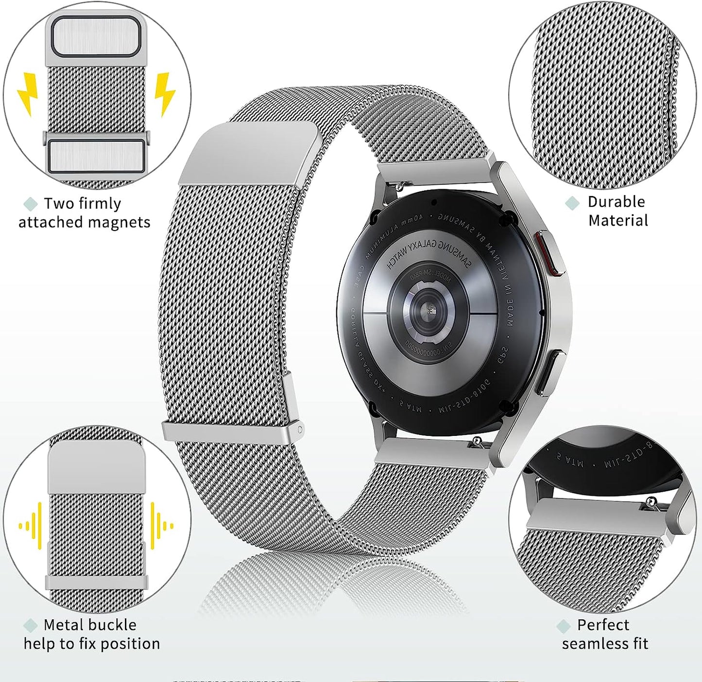 Wanme Metal Bands for Garmin Venu 2 plus / Venu Sq / Venu / Vivoactive 3 Watch Band Women Men, Stainless Steel Mesh Magnetic Replacement Wristband Bracelet Strap for Garmin Vivomove Sport, Vivoactive 3 Music, Forerunner 645 / 245 Music Smart Watch  Wanme   