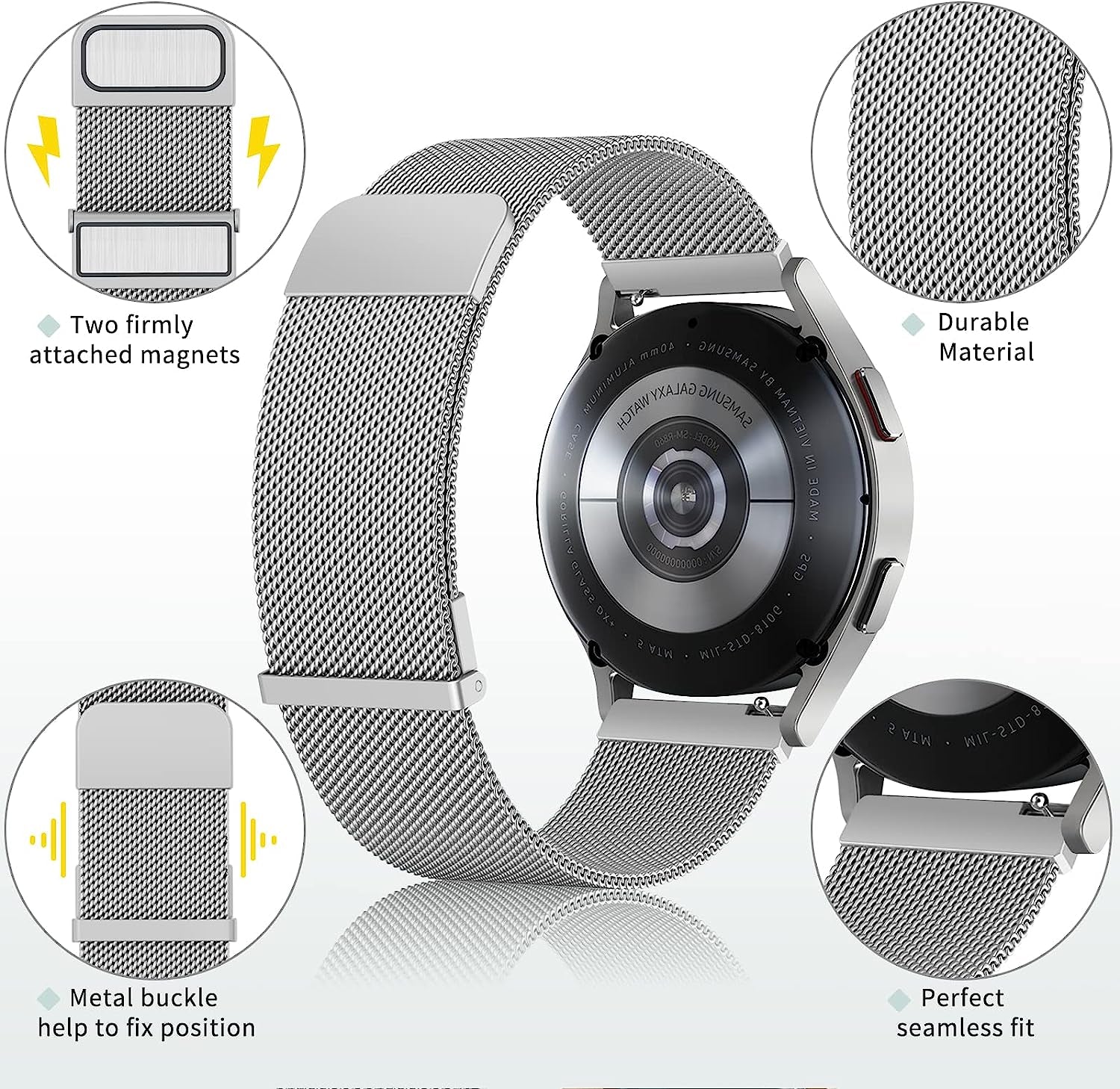 Wanme Metal Bands for Garmin Venu 2 plus / Venu Sq / Venu / Vivoactive 3 Watch Band Women Men, Stainless Steel Mesh Magnetic Replacement Wristband Bracelet Strap for Garmin Vivomove Sport, Vivoactive 3 Music, Forerunner 645 / 245 Music Smart Watch  Wanme   