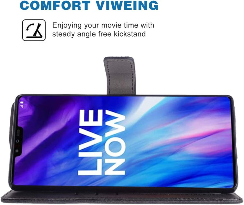 Phone Case for LG V40 Thinq Folio Flip Wallet Case,Pu Leather Credit Card Holder Slots Full Body Protection Kickstand Hard Hybrid Protective Phone Cover for LGV40 Storm V 40 Thin Q V40Thinq Black  Asuwish   