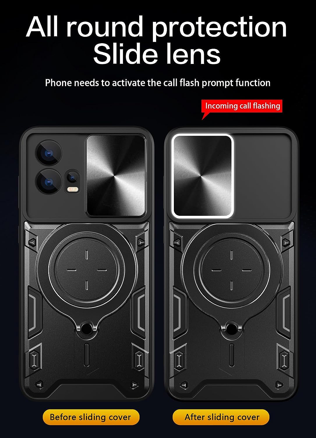 Xbs-Better Hybrid Heavy Duty Bumper Cover with Slide Camera Lens Cover with Built-In 360° Flexible Rotate Holder Magnetic Plate Kickstand Case for Motorola Edge 30 Fusion/S30 Pro-Red  XBS-Better   