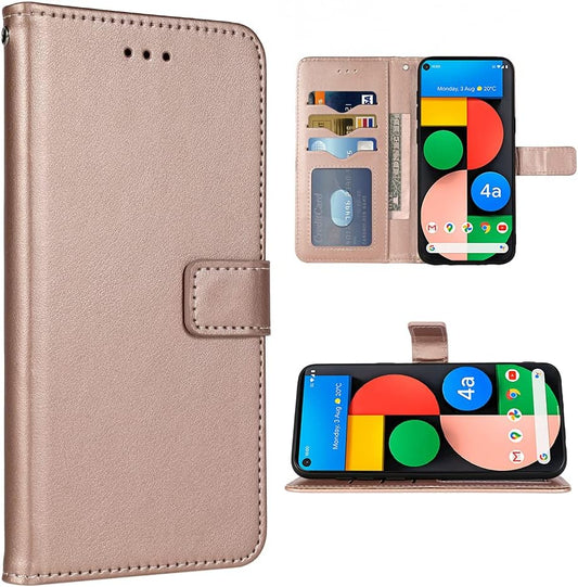FDCWTSH Compatible with Google Pixel 4A 5G 6.2 Wallet Case Wrist Strap Lanyard Leather Flip Cover Card Holder Stand Cell Phone Cover for Pixel4A5G UW Pixel4A 5G Pixle A4 G5 Pixle 4A5G 5XL Rose Gold  FDCWTSH   