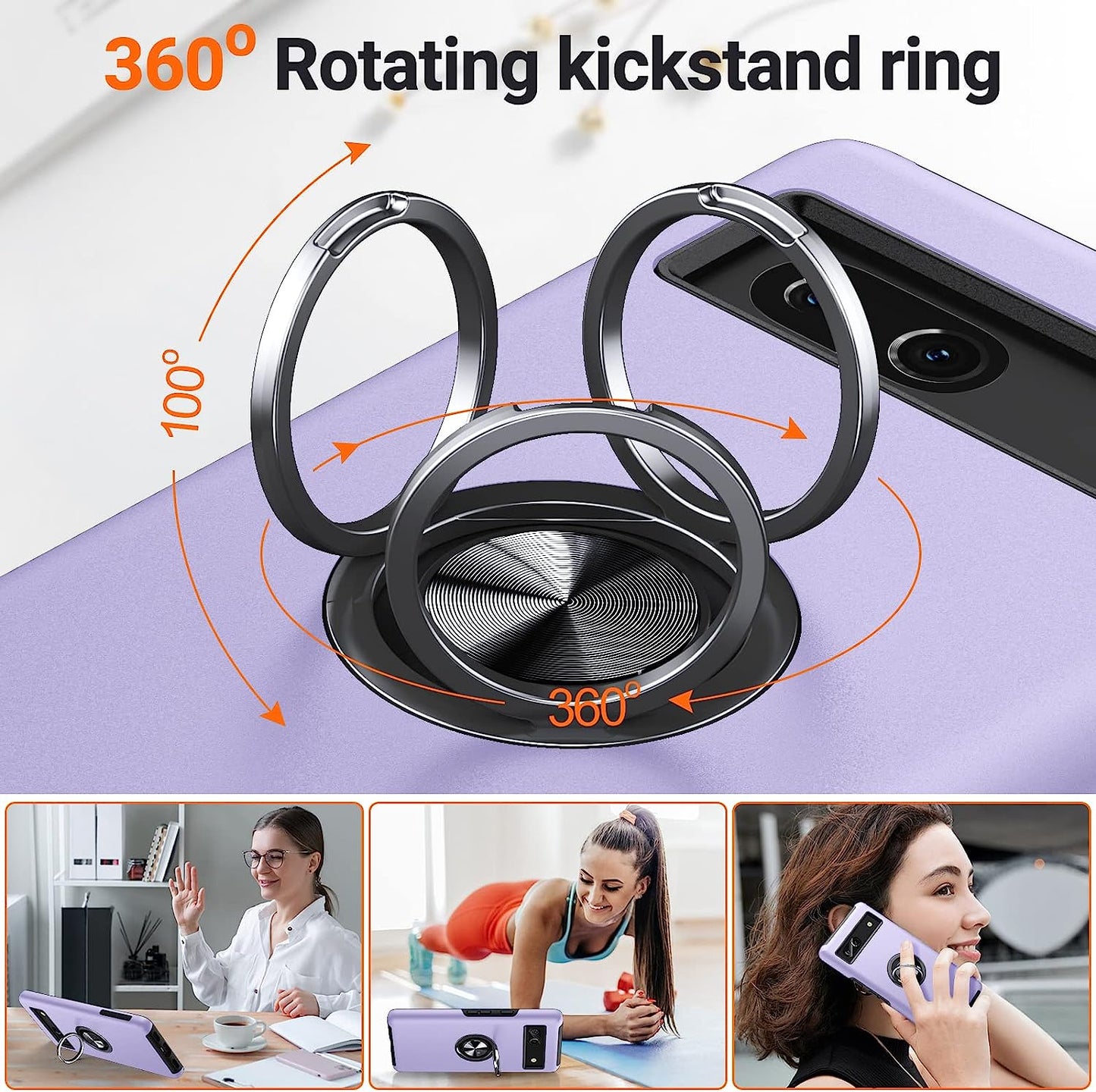 AOUIA Case for Pixel 7A 6.1 Inch, with 1Pcs Tempered Glass Screen Protector, [TPU+PC] Shockproof Protection Dual Layer Case for Google Pixel 7A, Purple  AOUIA   