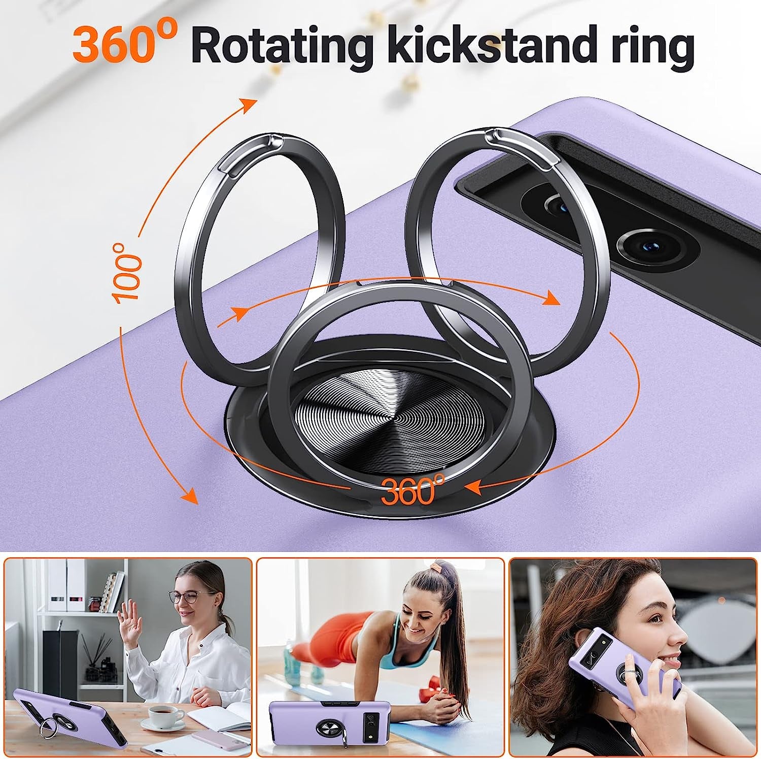 AOUIA Case for Pixel 7A 6.1 Inch, with 1Pcs Tempered Glass Screen Protector, [TPU+PC] Shockproof Protection Dual Layer Case for Google Pixel 7A, Purple  AOUIA   