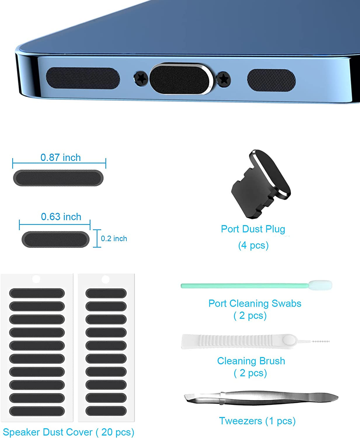 Gavemi Iphone Dust Plug Compatible with Iphone and Airpods, Lightning Port Plug Protector Charging Port anti Dust Cover Includes Speaker Cover (Black)  Bstq   