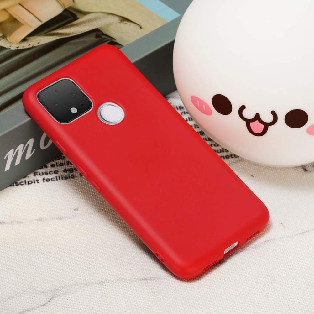 Mikikit Red Silicone Case for Google Pixel 4A 5G, Soft Rubber Gel Case Liquid Silicone Cover Cute Girl Anti-Dirty Case Matte Shockproof Protector Case for Google Pixel 4A 5G  Mikikit   