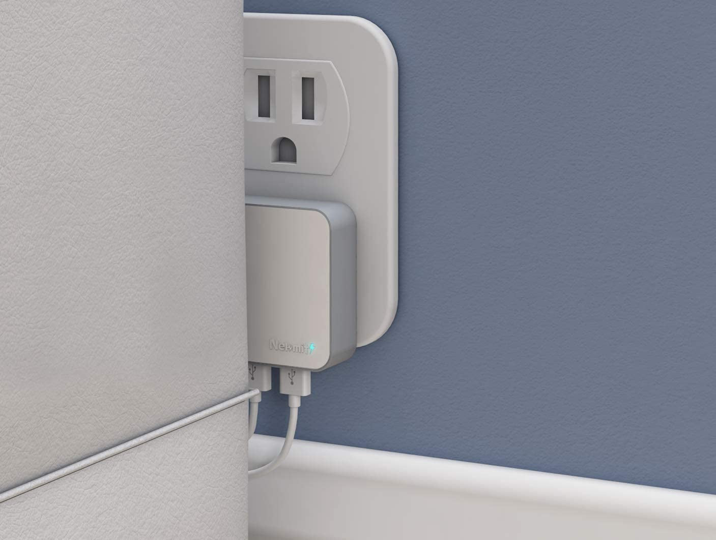 Nekmit 4.8A 24W Thin Flat Dual USB Wall Charger with Smart IC Technology, Portable Travel Adapter for Ipad Pro, Iphone 14/14 Pro/Pro Max, Pixel, Galaxy and More  Nekmit Compact   