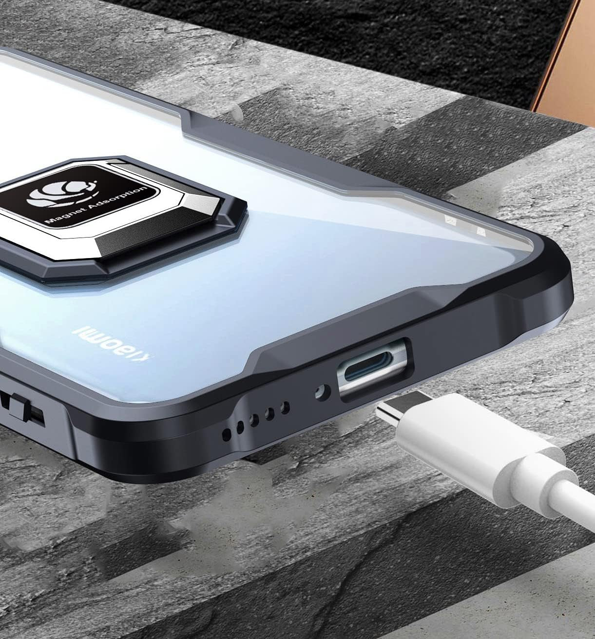 Case for Xiaomi Mi 12T/ Mi 12T Pro Case Dual Layer Shockproof Acrylic Cover with 360 Rotating Ring Kickstand for Magnetic Car Mount Clear Hard Back Cover Compatible with Xiaomi Mi 12T/ Mi 12T Pro (B)  hunmansaf   