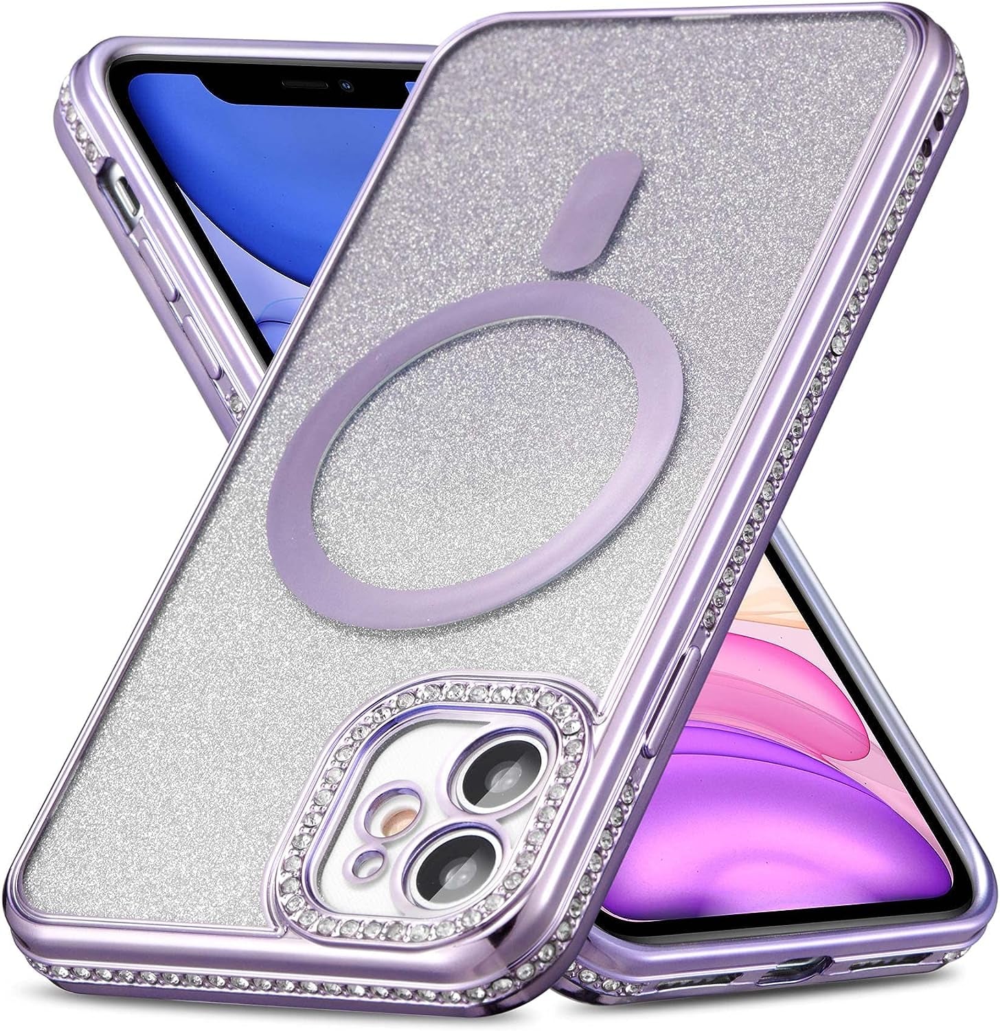ZCDAYE Case for Iphone 13, Iphone 13 Phone Case Compatible with Wireless Charging,Blue Edge Electroplated Transparent Soft TPU Shockproof Case Cover for Iphone 13(6.1 Inches) - Blue  ZCDAYE N-Purple Iphone 11 