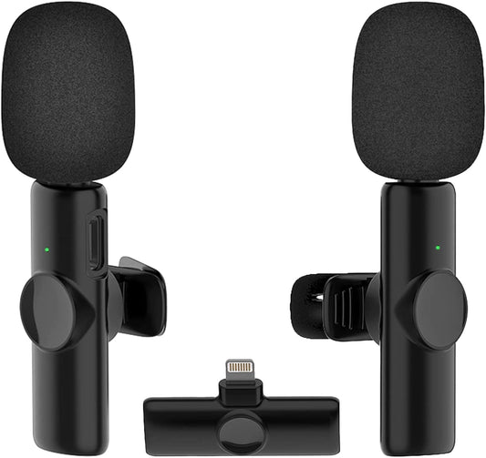 Frazily Lavalier Wireless Microphone for Iphone Ipad,Mini Clip on Microphone Mic for Video Recording - Pack of 2  Frazily   
