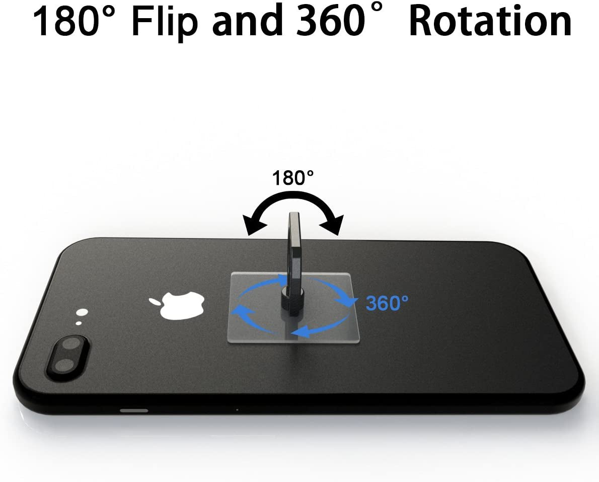 Attom Tech Transparent Phone Ring Holder Grip 360 Degree Free Rotation, Clear Cell Phone Finger Ring Kick-Stand for - for Iphone X 8 7 plus 6S 6 5S 5 SE, Galaxy S9 S8 S7 S6 Edge, Note 8 5 4 2 (Black)  Attom Tech LLC   