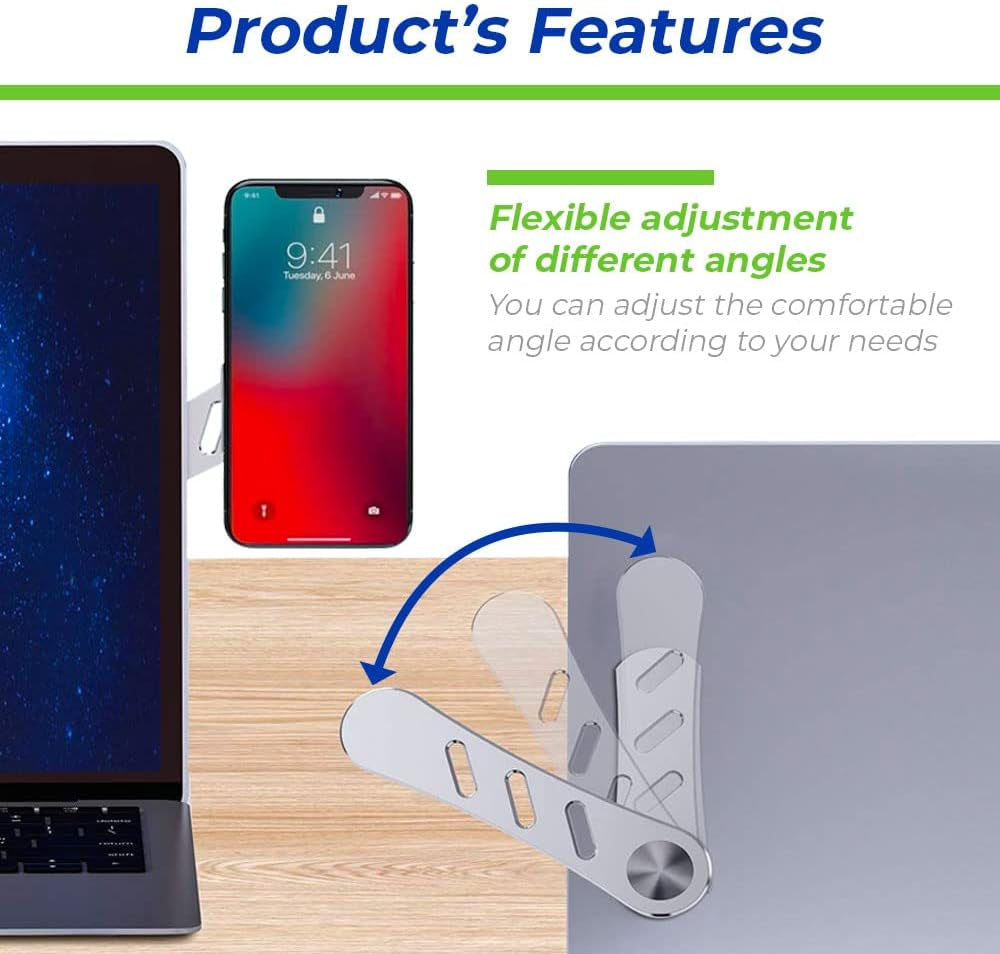 Laptop Phone Holder, Adjustable Laptop Stand, Laptop Side Mount Clip, Slim Portable Smartphone Stand, Computer Monitor Expansion Bracket, Magnetic Phone Mount, Soporte De Telefono Para Laptop Black  QP Import Shop   