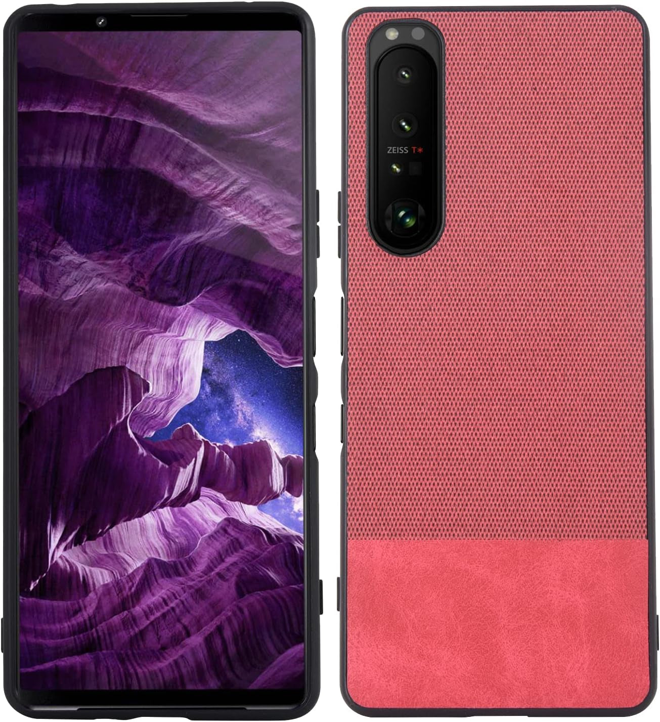 Compatible with Sony Xperia 1 III, Slim Business Casual Cloth Fabric Cover with TPU Interior Scratch Classic Durable Case for Sony Xperia 1 Iii-Splicing Black  XBS-Better Splicing Red  