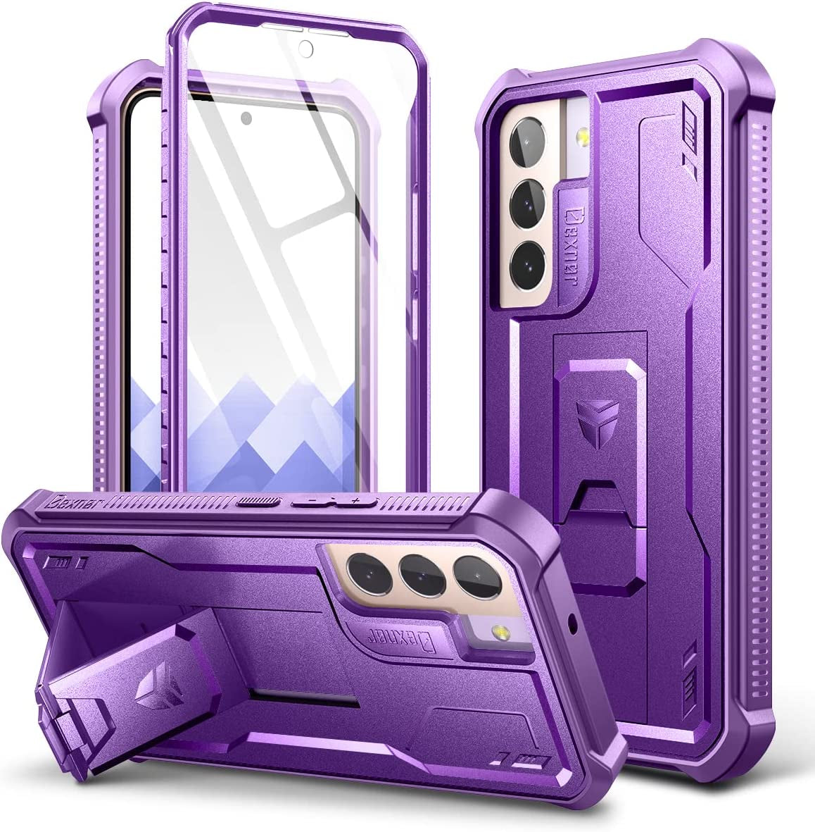 Dexnor for Samsung Galaxy S22 plus Case, [Built in Screen Protector and Kickstand] Heavy Duty Military Grade Protection Shockproof Protective Cover for Samsung Galaxy S22 plus 5G,Peony Pink  Dexnor Phantom Purple  
