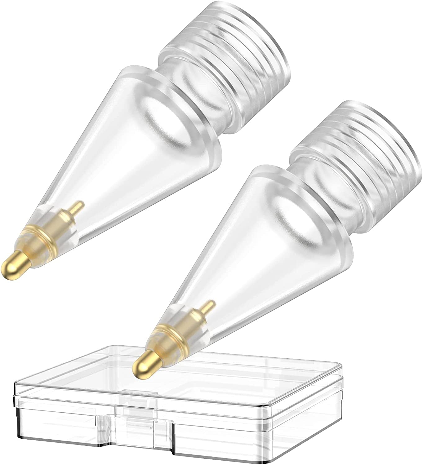 Delidigi 2 Pack Pencil Tips for Apple Pencil 2Nd Gen and 1St Gen, Upgraded Metal Wear-Resistant Pen like Tips, Fine Point Precise Control Tips for Apple Pencil (White 1.3Mm)  Delidigi Clear 1.8mm  