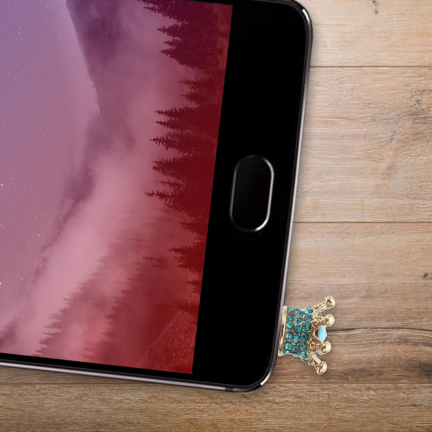 Hemobllo 2Pcs Earphone Jack Plug Crown Earphone Jack Stopper Rhinestone Dust Caps DIY Phone Accessories for 3. 5MM Headphone (Sky Blue)  Hemobllo   