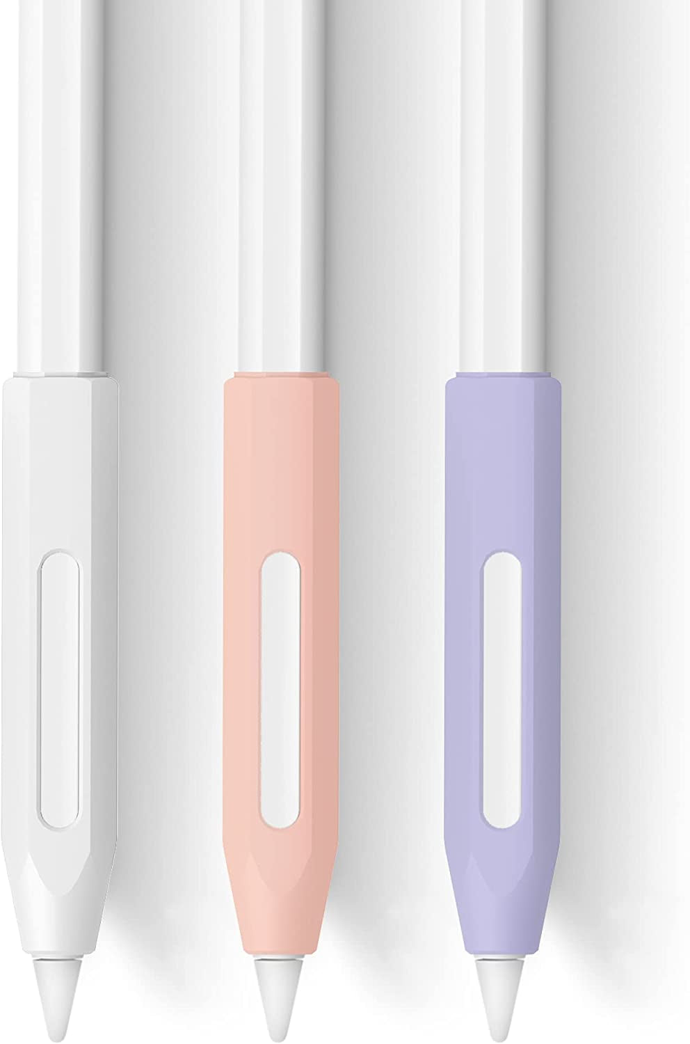 Grip Holder for Apple Pencil 2Nd Generation Accessories,Protective Silicone Sleeve Cover Ergonomic Design Compatible with Magnetic Charging and Double Tap,Black  Litumfen White,Pink,Purple  