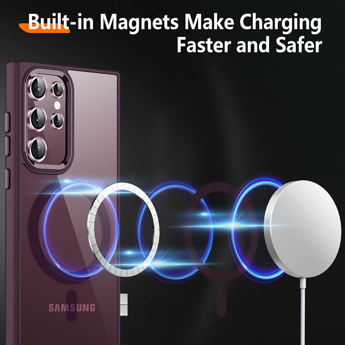 TIANNIUKE Magnetic Case for Samsung Galaxy S22 Ultra, [With Camera Lens Protector] Compatible with Magsafe,Slim Fit Shockproof Protective Phone Case for Samsung S22 Ultra 6.8" 2022 (Burgundy)  TIANNIUKE   