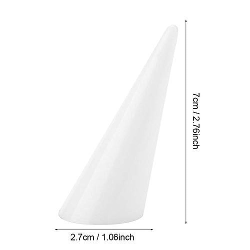Salmue 5Pcs Plastic Finger Cone Ring Stand, Single Finger Display Ring Holder Showcase Stand Jewelry Rings Organizer, White Ring Showing Organizer Exhibition Stand(White)  Salmue   