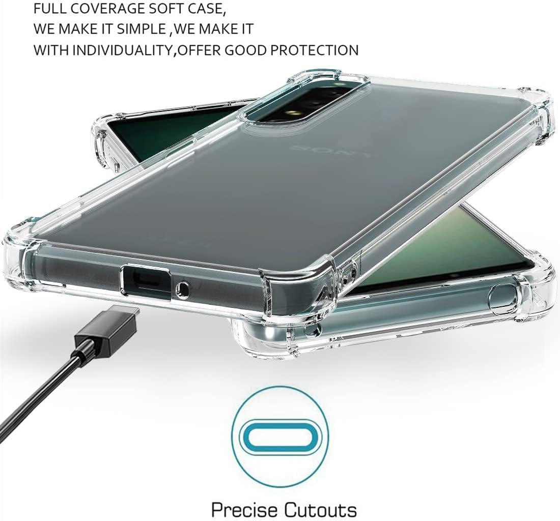 Osophter for Xperia 1 IV Case Clear Flower Floral with Screen Protector for Girls Women Shock-Absorption Flexible TPU Rubber Phone Cover for Sony Xperia 1 Iv(Clear)  Osophter   