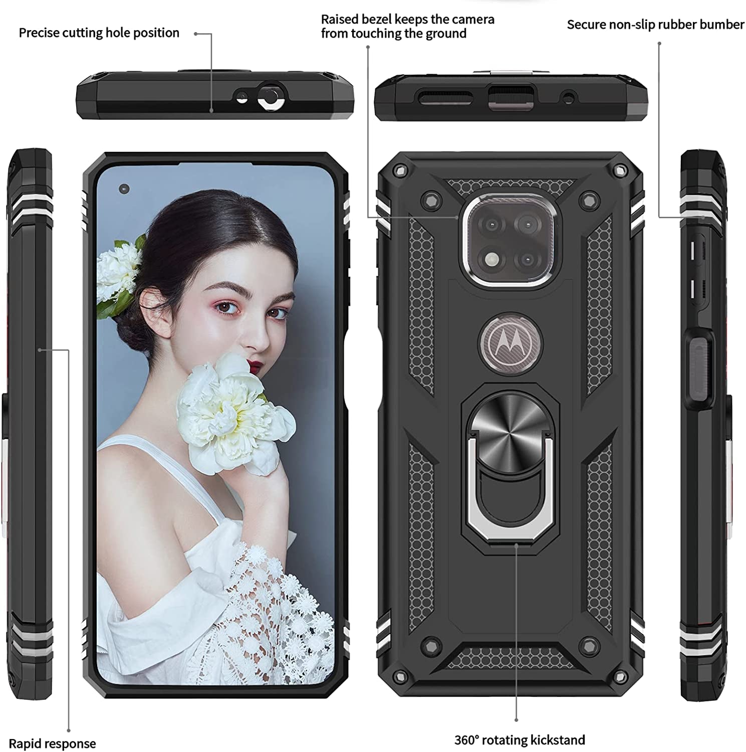 Leyi for Moto G Power 2021 Case with [2 Pack] Tempered Glass Screen Protector (Not Fit 2020/2022), [Military-Grade] Shockproof Phone Case with Kickstand for Motorola Moto G Power 2021, Black  LeYi   