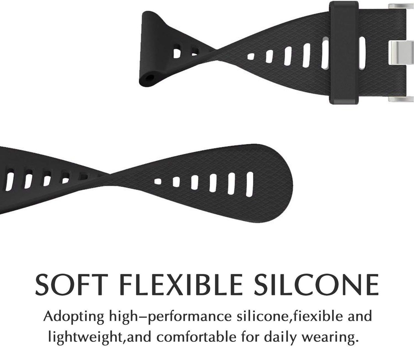 ECSEM Replacement Soft Silicone Bands and Straps Compatible with Garmin Vivosmart HR+ ONLY (Not for Vivosmart Hr) with Tool and Screw  E ECSEM   