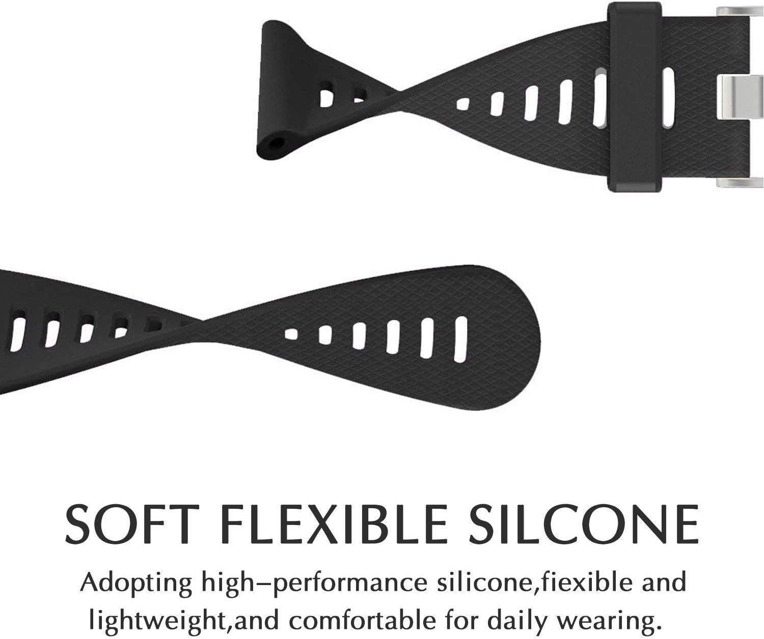 ECSEM Replacement Soft Silicone Bands and Straps Compatible with Garmin Vivosmart HR+ ONLY (Not for Vivosmart Hr) with Tool and Screw  E ECSEM   