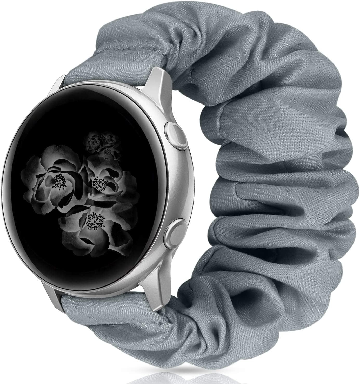 20Mm 22Mm Scrunchies Watch Bands, Cute Elastic Replacement Bands for Women with Quick Release Bar, Fabric Band for Samsung Galaxy Watch 4 5 Pro Galaxy Active, Active 2 40Mm 44Mm Watch Smartwatch Bla-S  ZSMJ B-Grey Small 