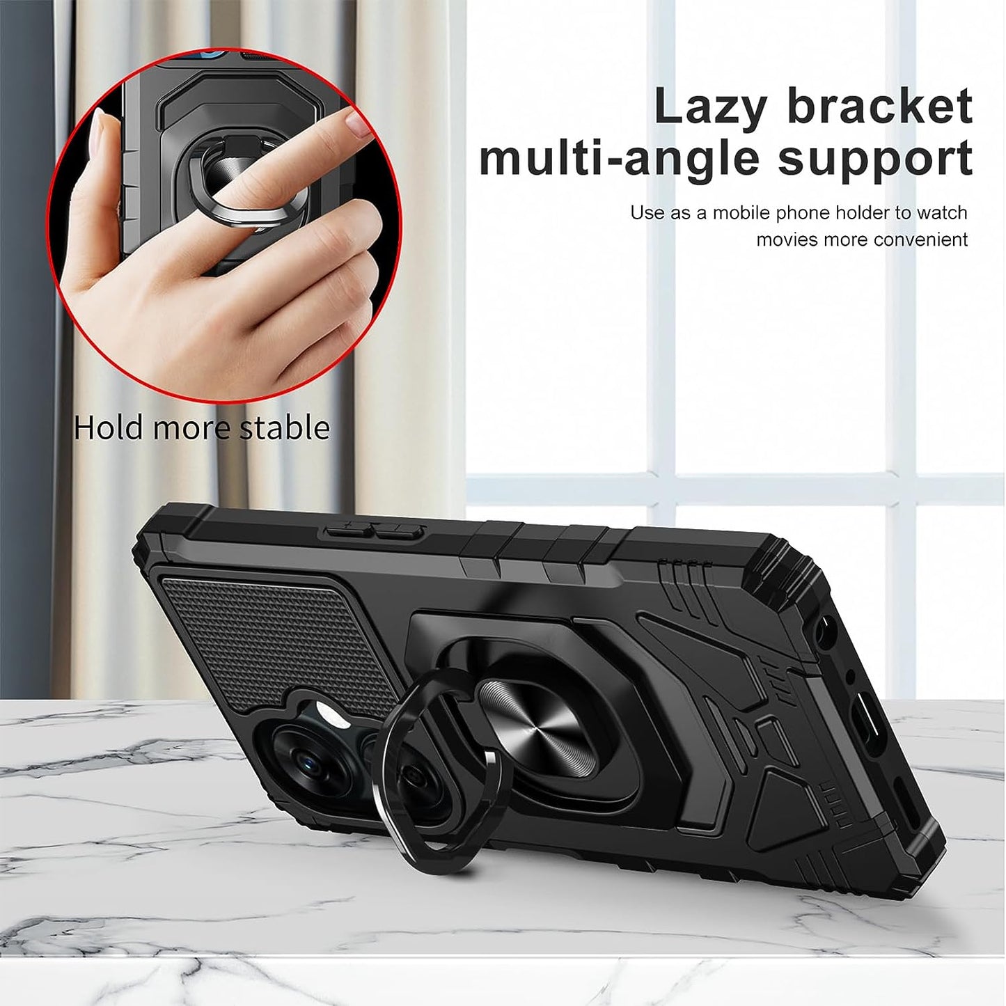 Ailiber Case for Oneplus Nord N30, One plus N30 5G Case with Tempered Glass Screen Protector, Ring Kickstand for Magnetic Car Mount, Military Grade Shockproof Phone Cover for 1+ Nord N30 -Black  Ailiber   