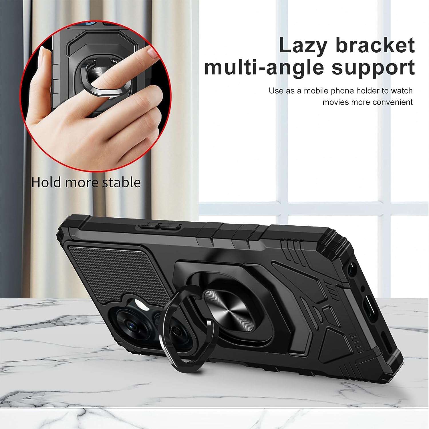 Ailiber Case for Oneplus Nord N30, One plus N30 5G Case with Tempered Glass Screen Protector, Ring Kickstand for Magnetic Car Mount, Military Grade Shockproof Phone Cover for 1+ Nord N30 -Black  Ailiber   