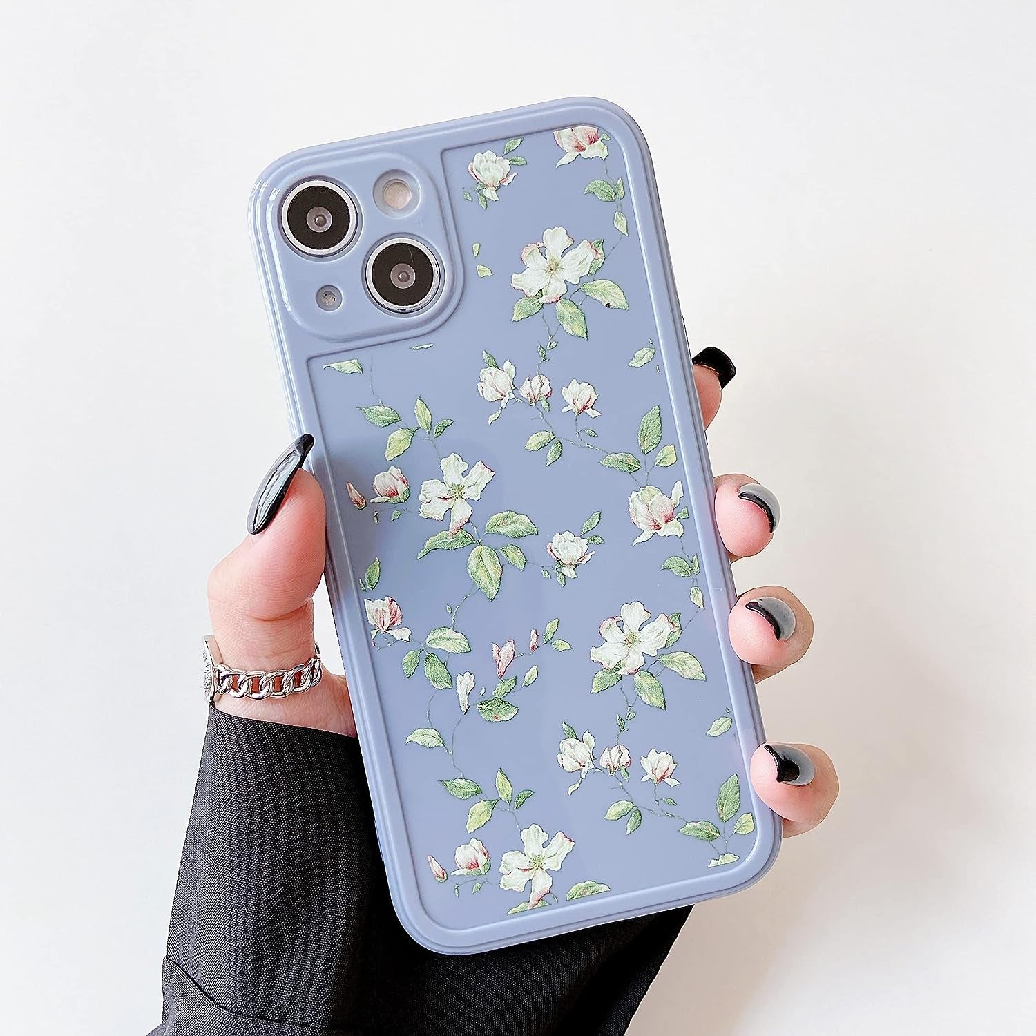 ZTOFERA Compatible with Iphone 13 Case for Girls Women, Floral Flower Pattern Design Silicone Case, Slim Shockproof TPU Protective Bumper Case Cover for Iphone 13,Grey  ZTOFERA   