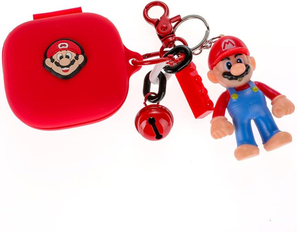 Fit Designed for Beats Fit Pro 2021 New Earbuds, Suublg Beats Fit Pro Cartoon Silicone Headphones Charging Case Cover with Cute Doll Keychain Full Body Anti-Lost Lanyard Protection  Suublg Mario  