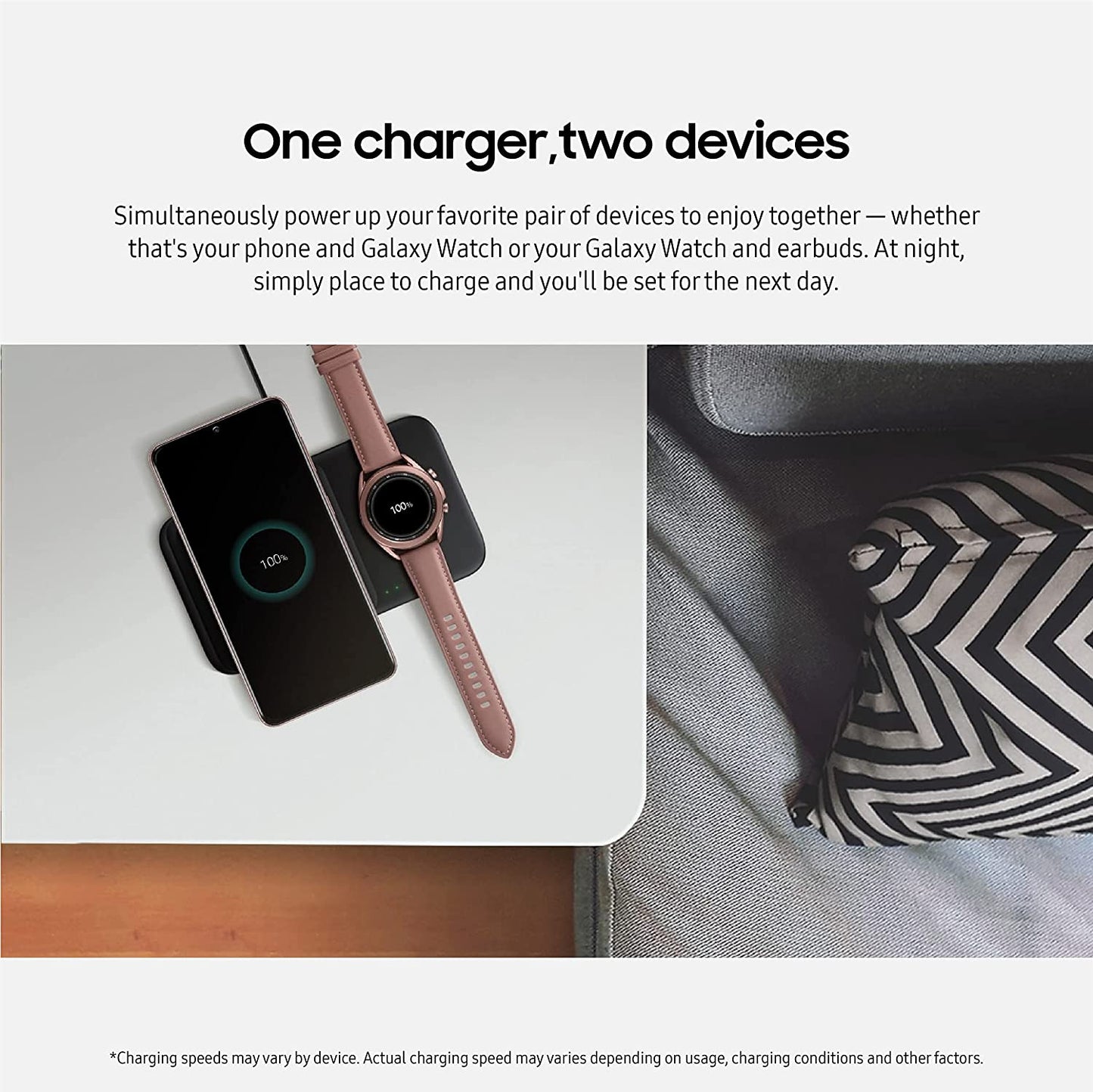 SAMSUNG 9W Wireless Charger Duo W/ USB C Cable, Charge 2 Devices at Once, Cordless Super Fast Charging Pad for Galaxy Phones and Devices, 2021, US Version, Black  Samsung   