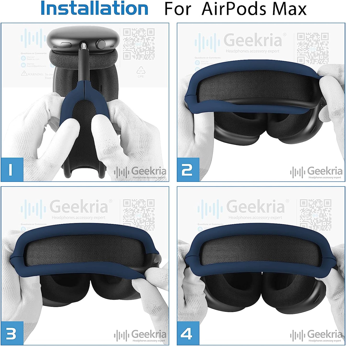 Geekria Silicone Headband Cover Compatible with Airpod Max Headphone, Headband Protector/Headband Replacement Easy DIY Installation No Tool Needed (Blue)  GEEKRIA   