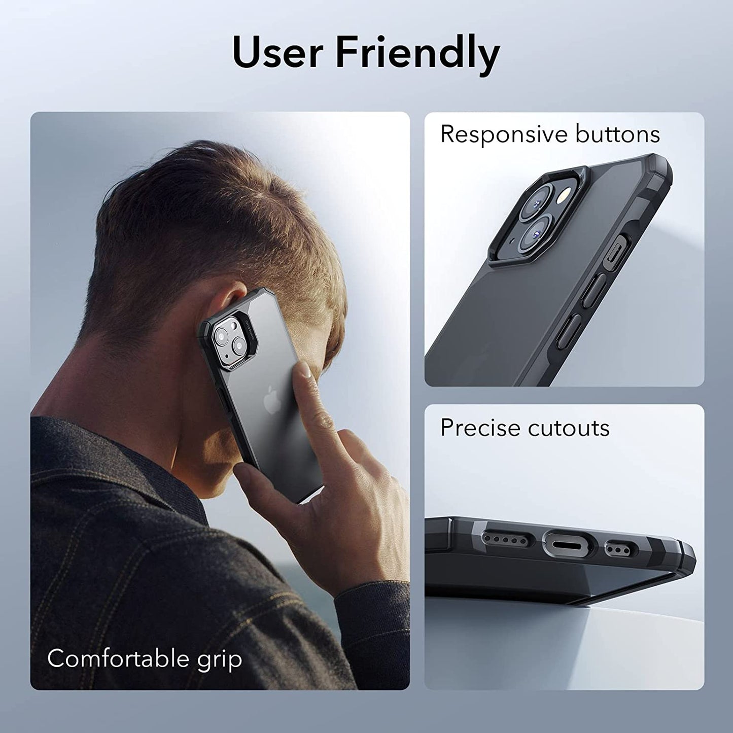 ESR for Iphone 13 Case/Iphone 14 Case Clear, Military-Grade Protection, Shockproof Air-Guard Corners, Yellowing-Resistant Acrylic Back, Phone Case for Iphone 14/Iphone 13, Air Armor Case,Frosted Black  Electronic Silk Road Corp   