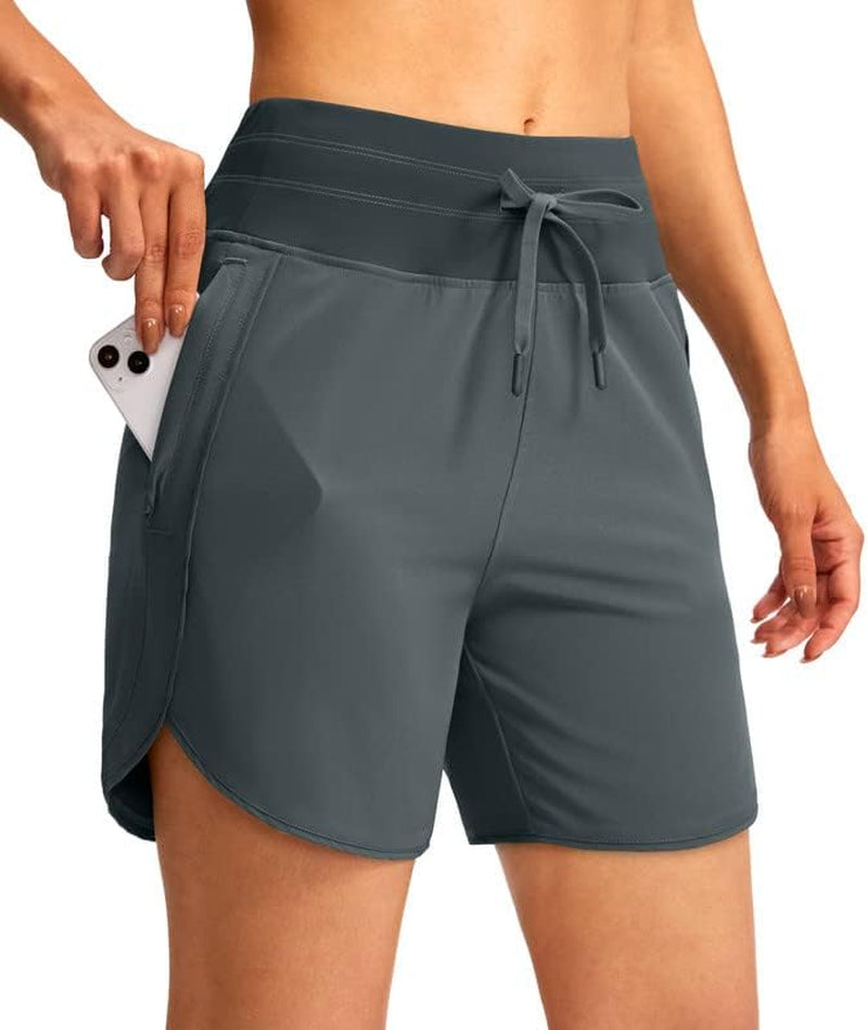YYV Women'S 5" Running Athletic Shorts High Waisted Lightweight Workout Shorts for Women with Zipper Pockets  YYV   