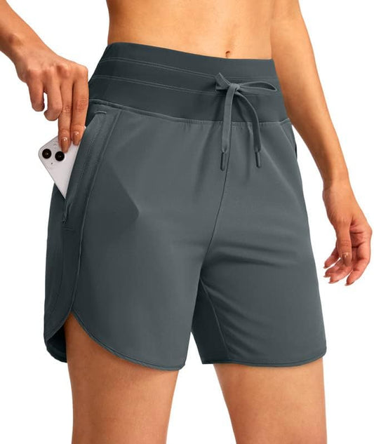YYV Women'S 5" Running Athletic Shorts High Waisted Lightweight Workout Shorts for Women with Zipper Pockets  YYV   