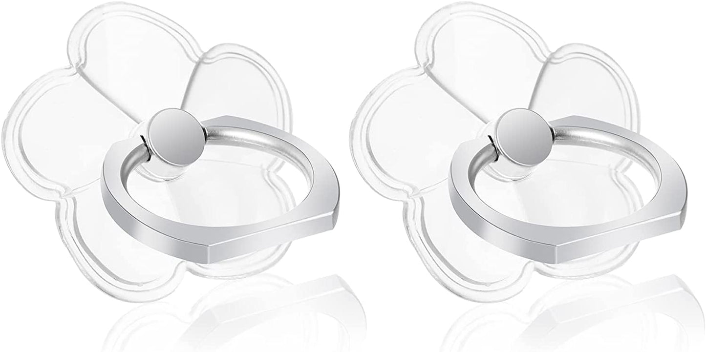 Cobee Finger Kickstand Cell Phone Ring, 2Pcs Flower Shaped Transparent Phone Ring Holders, Bling Phone Ring Holder, 360 Degree Rotation Clear Glitter Finger Mount Cell Phone Finger Holder  Cobee   