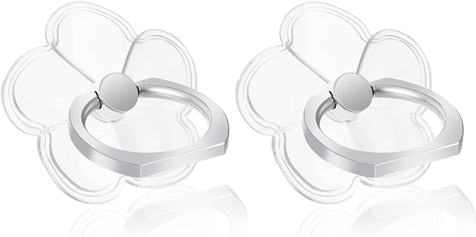 Cobee Finger Kickstand Cell Phone Ring, 2Pcs Flower Shaped Transparent Phone Ring Holders, Bling Phone Ring Holder, 360 Degree Rotation Clear Glitter Finger Mount Cell Phone Finger Holder  Cobee   