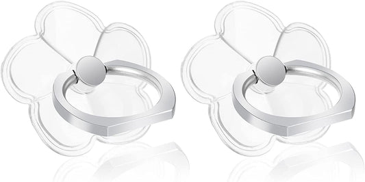 Cobee Finger Kickstand Cell Phone Ring, 2Pcs Flower Shaped Transparent Phone Ring Holders, Bling Phone Ring Holder, 360 Degree Rotation Clear Glitter Finger Mount Cell Phone Finger Holder  Cobee   