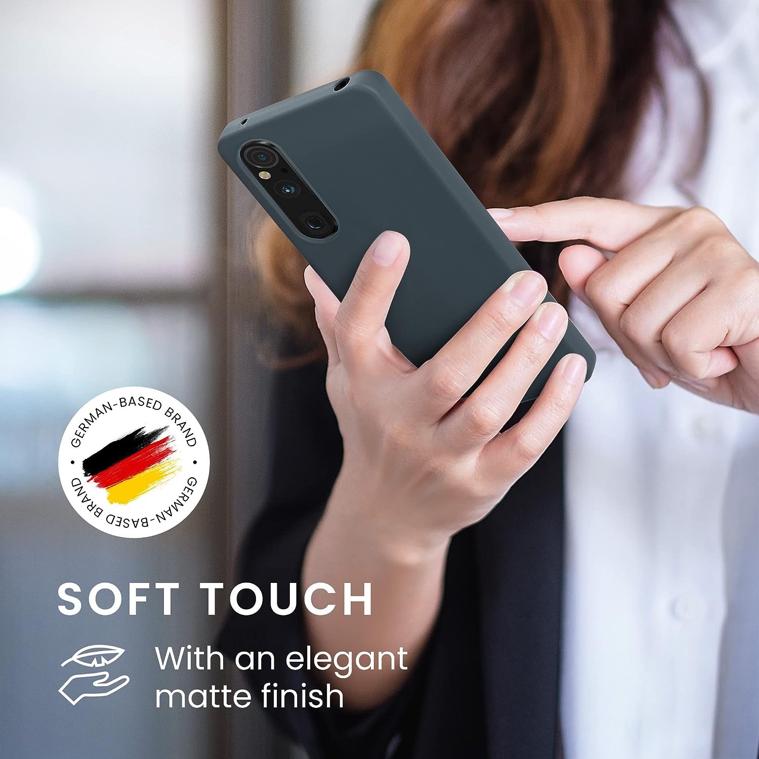 Kwmobile Case Compatible with Sony Xperia 1 V Case - Soft Slim Protective TPU Silicone Cover - Dark Slate  KW-Commerce   