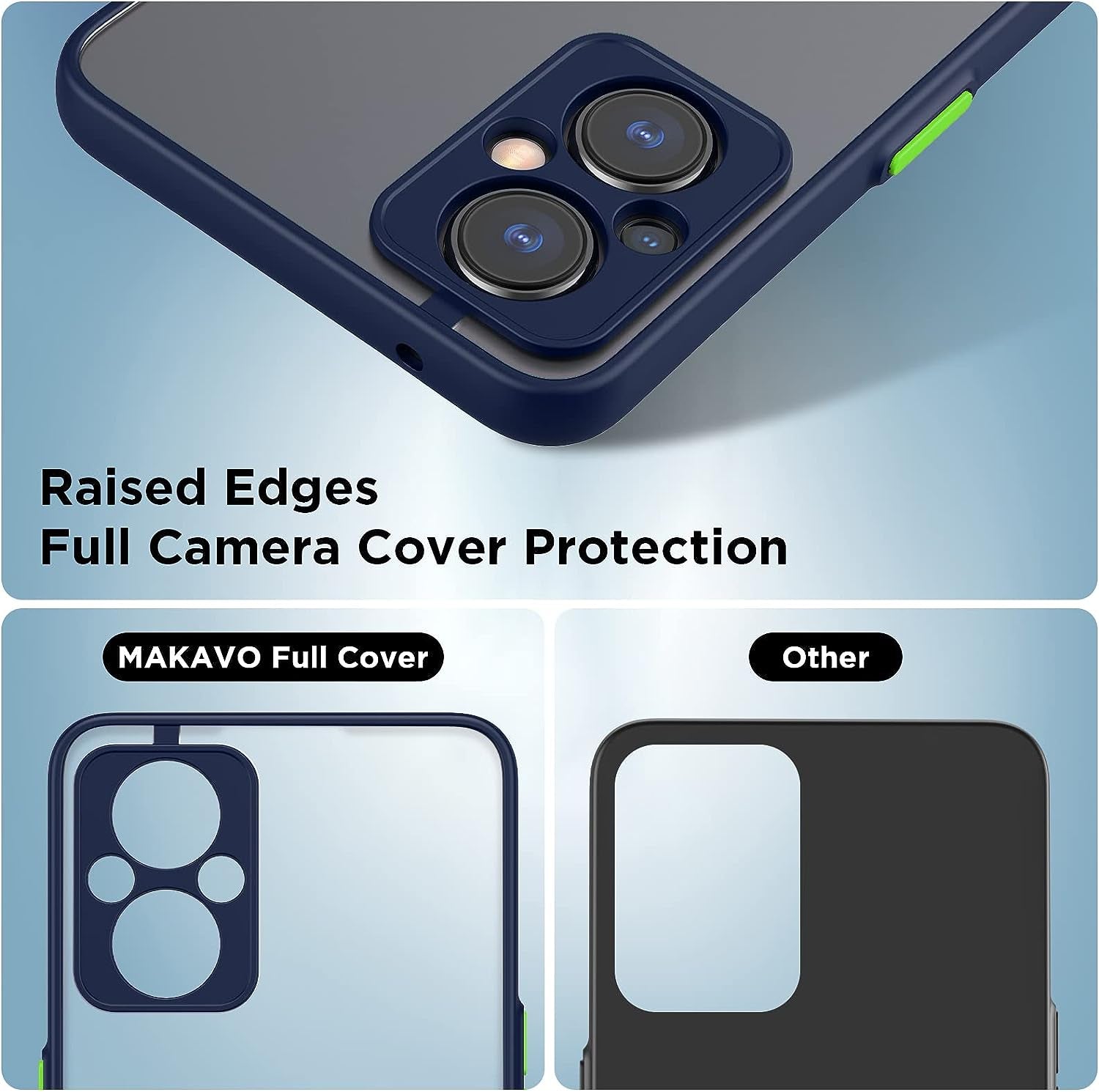 MAKAVO Slim Fit for Oneplus Nord N20 5G Case with Screen Protector [Ultra Thin] [Camera Cover] Full Protection Flexible Bumper Hard Matte PC Back Cover for One plus N20 5G (Blue)  MAKAVO   