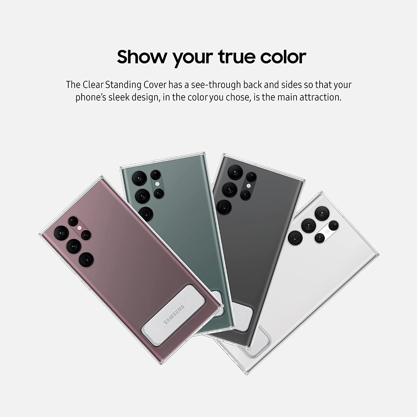 Samsung Electronics Galaxy S22 Ultra Clear Standing Cover, Protective Phone Case, Corner TPU Bumpers, PC Back Protection, Adjustable Viewing Angle, US Version, Transparent, (EF-JS908CTEGUS)  Samsung   