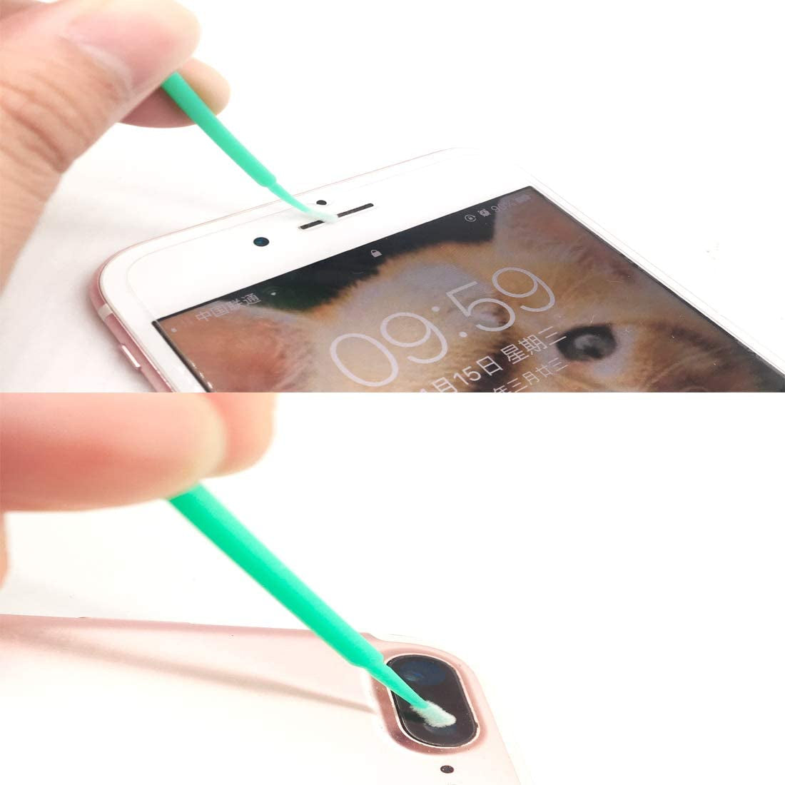 100 Pack Phone Charge Port Cleaning Tool Kit,Bendable Mini Soft round Brushes Cleaner Compatible with Iphone 11 Pro Speaker Tablet Camera Laptop Computer Smartphone, Blue  ACKLLR   