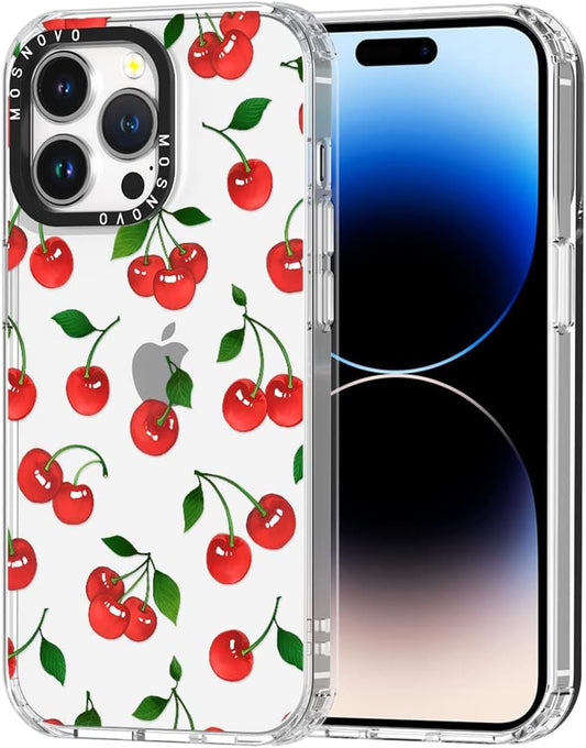 MOSNOVO Compatible with Iphone 14 Pro Max Case, [Buffertech 6.6 Ft Drop Impact] [Anti Peel off Tech] Clear TPU Bumper Women Girl Phone Case Cover with Cute Cherry Designed for Iphone 14 Pro Max 6.7"  MOSNOVO   