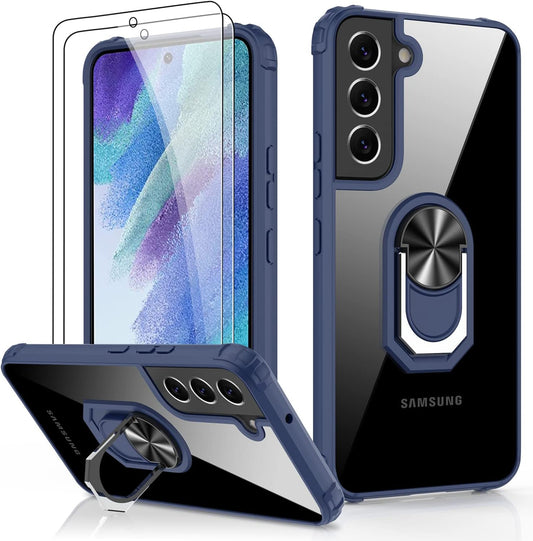 LUMARKE Galaxy S21 FE Case with Screen Protector,Samsung S21 FE Cover Crystal Clear Anti-Yellow Slim Soft Acrylic Protective Phone Case with Magnetic Kickstand for Samsung Galaxy S21 Fe,Blue  LUMARKE   